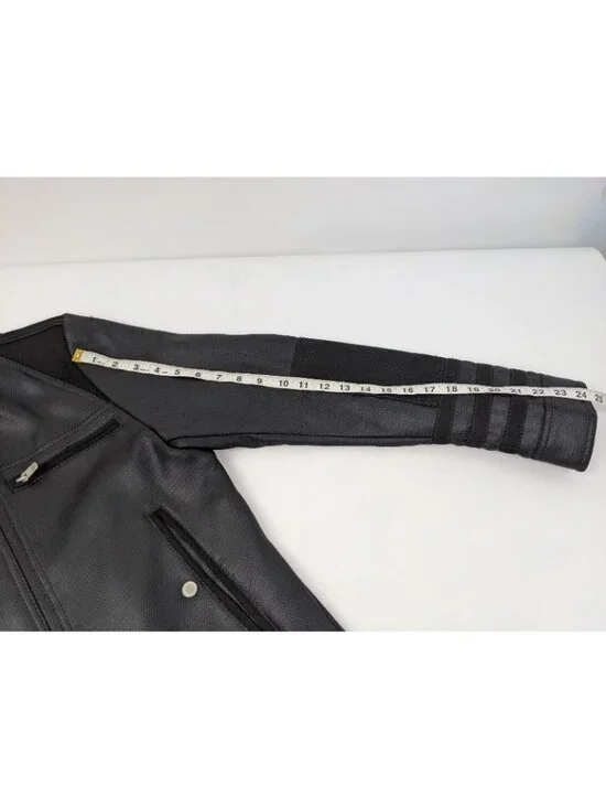 Zara Man Faux Leather Black Moto Jacket Mens Size Medium Motorcycle Biker - Picture 7 of 9